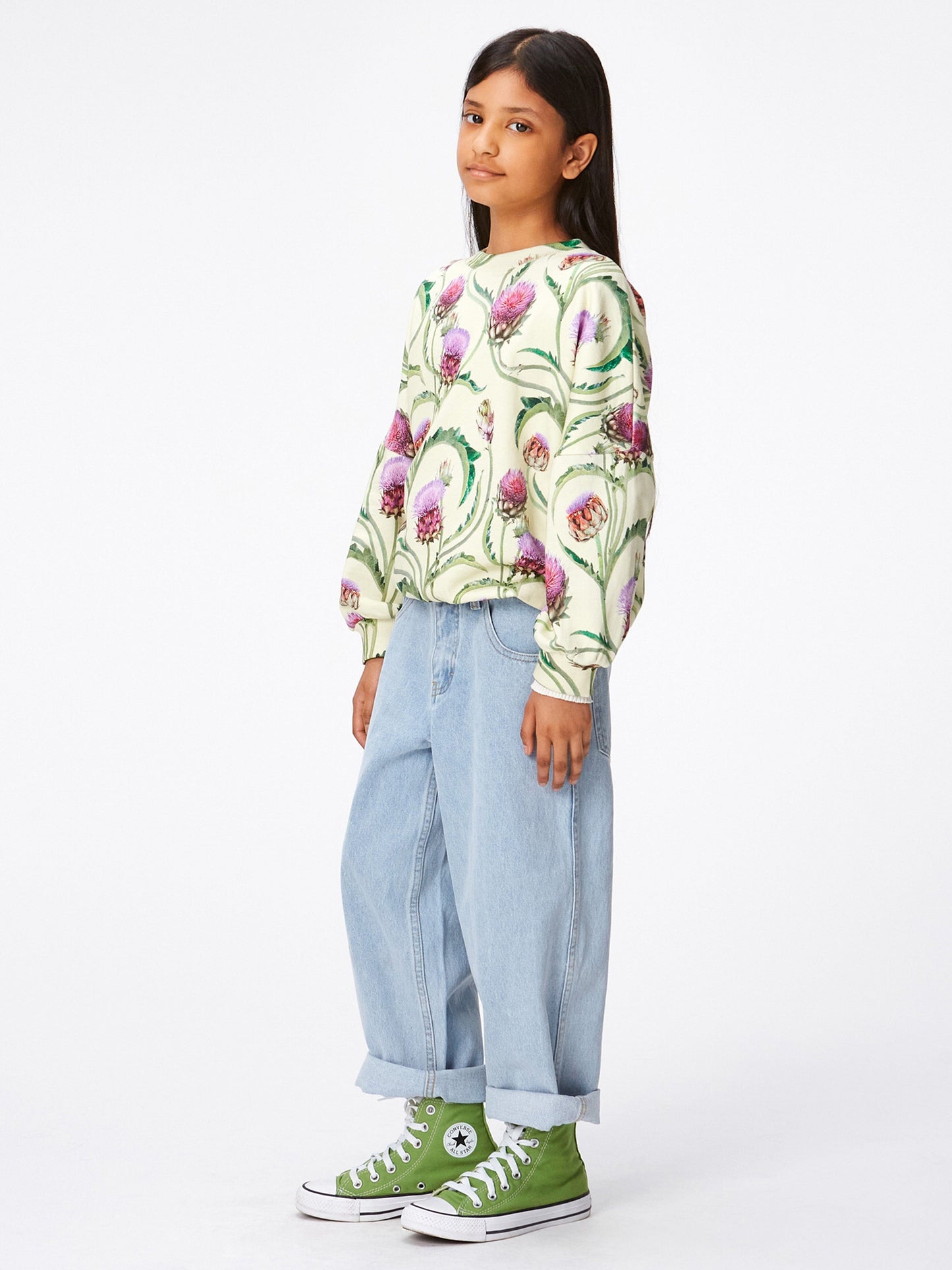 Molo Girls 绿色洋蓟花运动衫