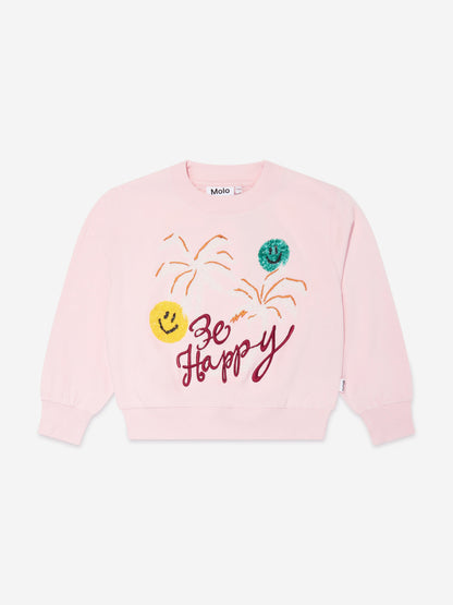 Molo Girls Be Happy 粉色运动衫
