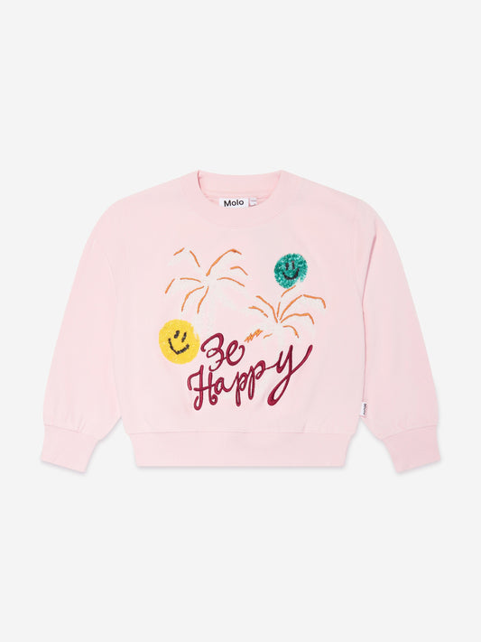 Molo Girls Be Happy 粉色运动衫