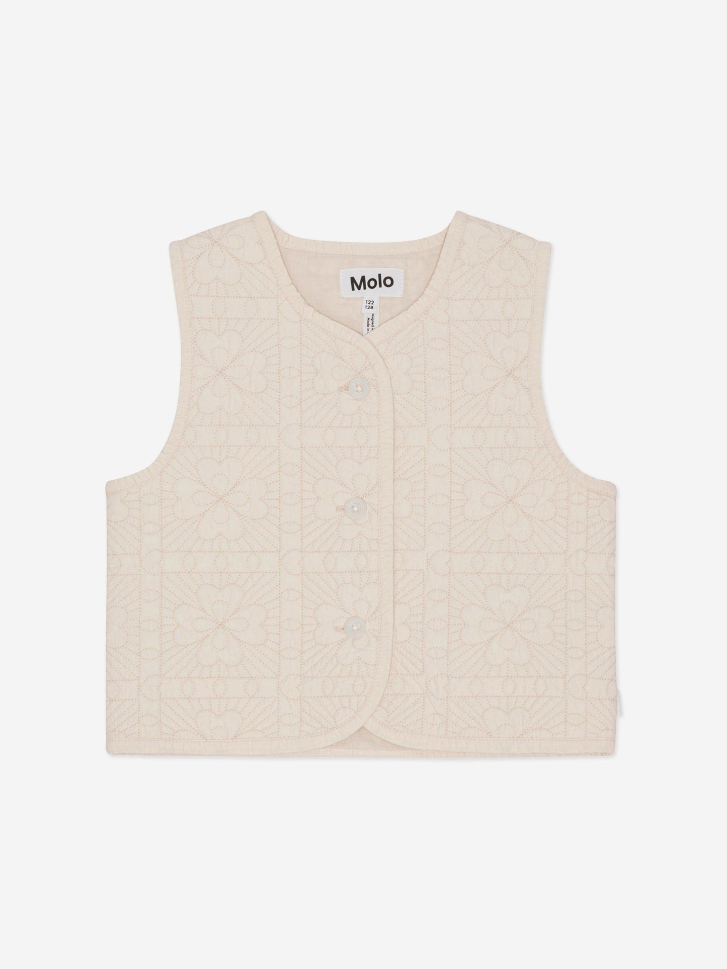 Molo 女童米色四叶草马甲