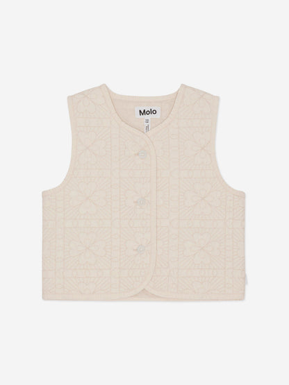 Molo 女童米色四叶草马甲