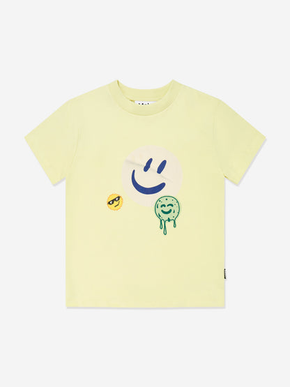 Boys Roxo Sticker Smile T-Shirt in Yellow