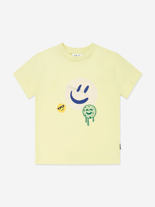 Boys Roxo Sticker Smile T-Shirt in Yellow