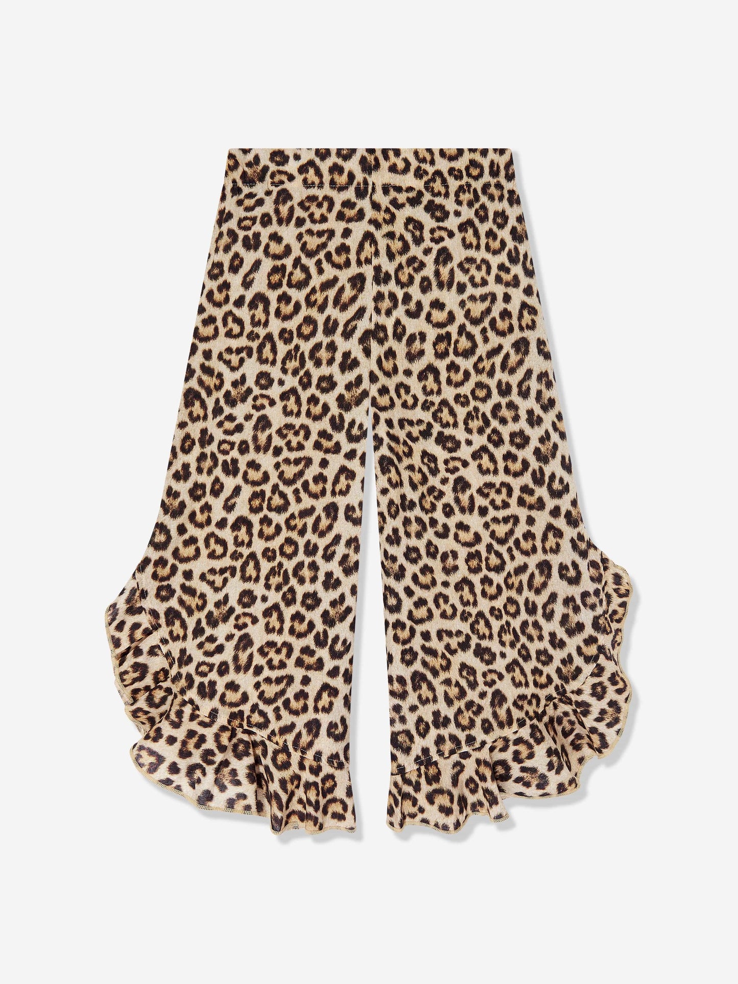 Girls Aretha Leopard Print Trousers in Brown