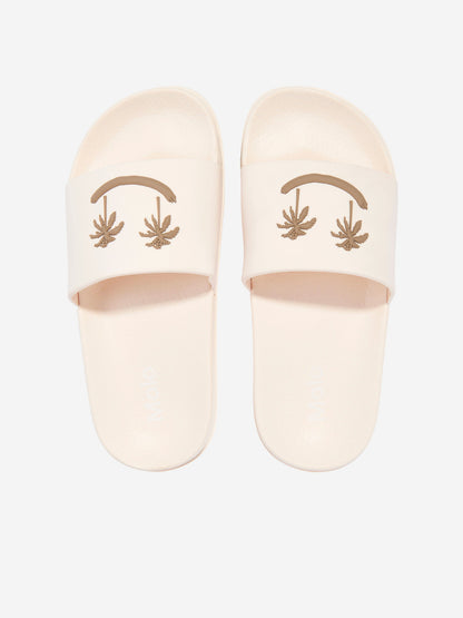 Kids Zhappy Sliders in Ivory