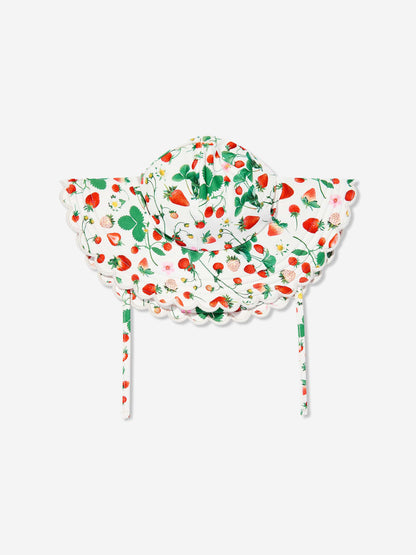 Girls Nuka Strawberry Field Sun Hat in Ivory (UPF50+)