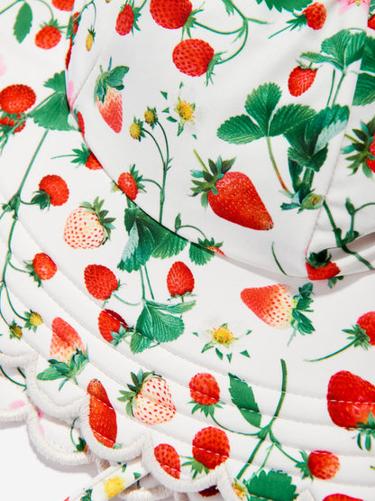 Girls Nuka Strawberry Field Sun Hat in Ivory (UPF50+)