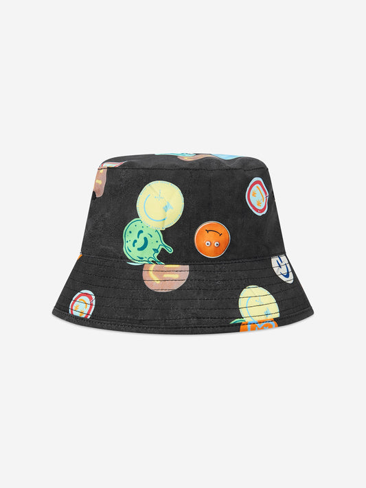 Boys Niks Smile All Over Bucket Hat in Black (UPF50+)