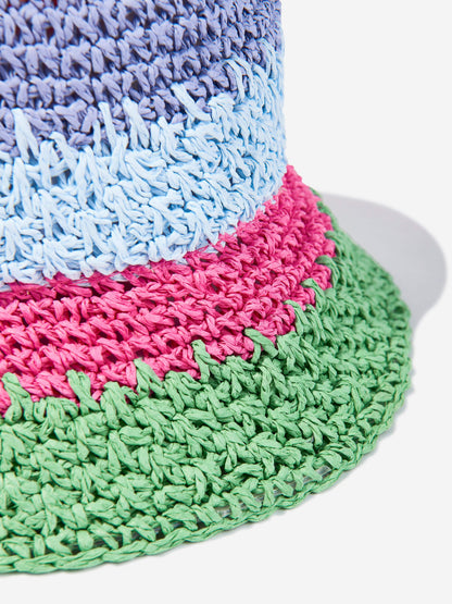 Girls Striped Magic Fade Straw Hat in Multicolour
