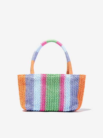Girls Striped Magic Fade Straw Bag in Multicolour (29cm)
