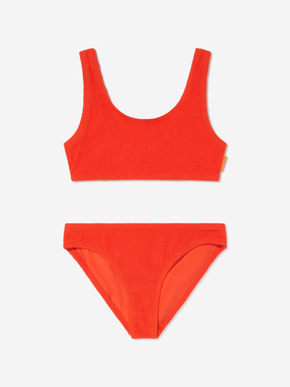 Girls Nola Solid Bikini in Red (UPF50+)