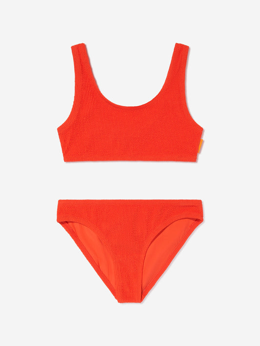 Girls Nola Solid Bikini in Red (UPF50+)