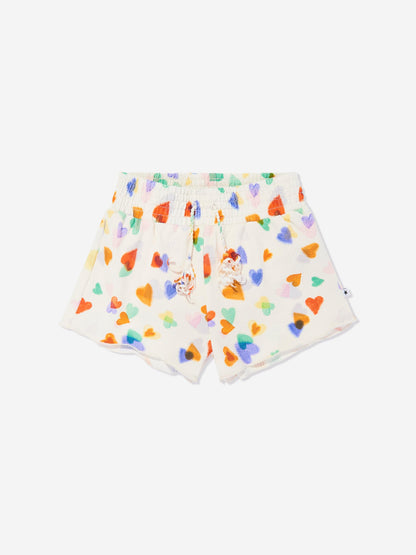 Girls Nicci Rainbow Hearts Swim Shorts in Ivory (UPF50+)