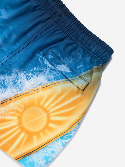 Boys Niko Surf Art Chill Swim Shorts in Blue (UPF50+)