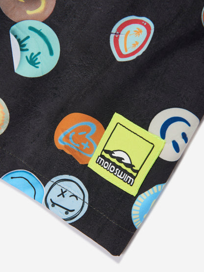 Boys Niko Smile All Over Swim Shorts in Black (UPF50+)