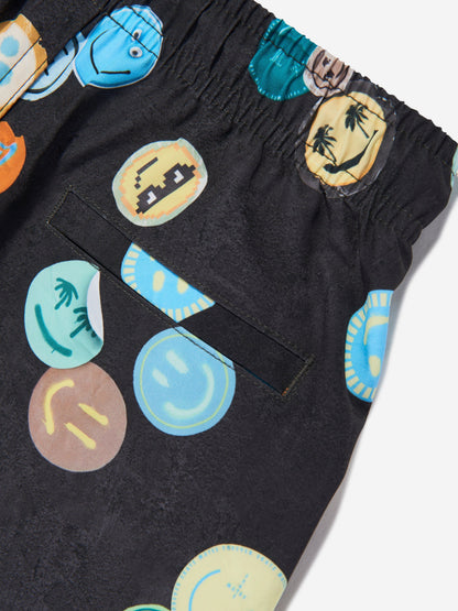 Boys Niko Smile All Over Swim Shorts in Black (UPF50+)