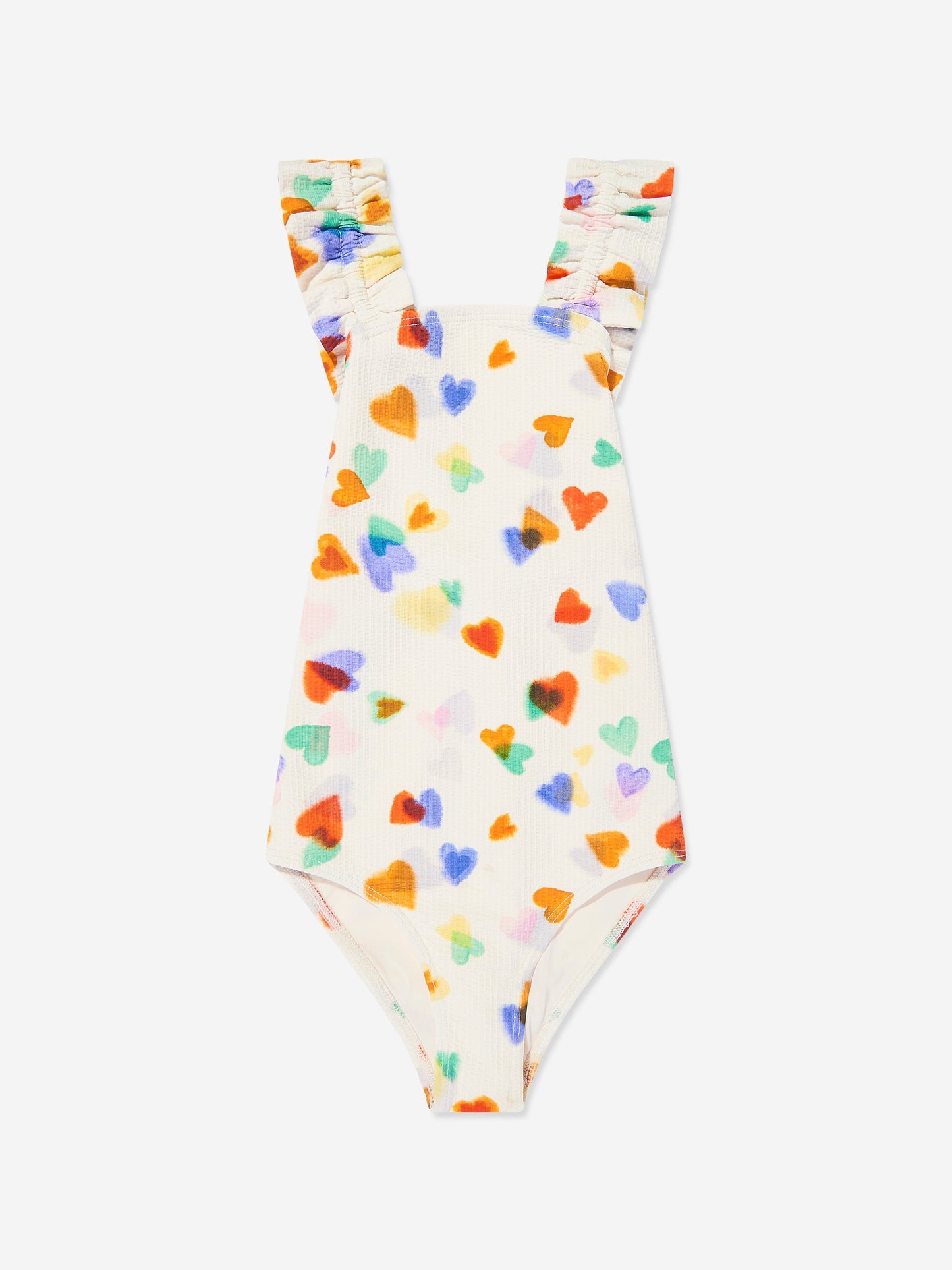 Girls Nitika Rainbow Hearts Swimsuit in Ivory (UPF50+)