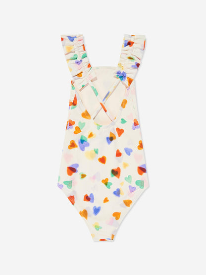 Girls Nitika Rainbow Hearts Swimsuit in Ivory (UPF50+)