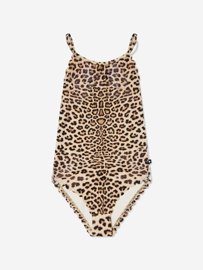 Girls Noelle Leopard Swimsuit in Brown (UPF50+)