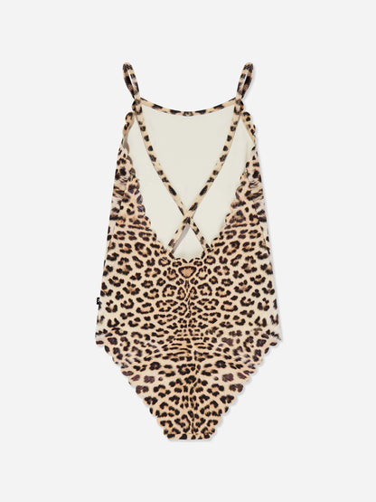 Girls Noelle Leopard Swimsuit in Brown (UPF50+)