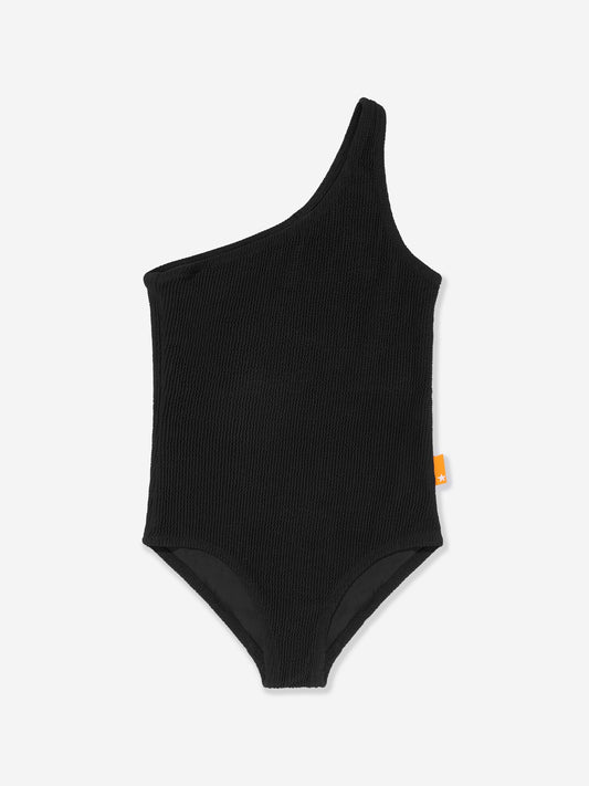 Girls Nai Solid Swimsuit in Black (UPF50+)