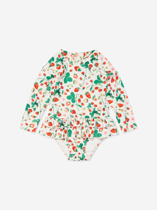 Baby Girls Narice Strawberry Field Swimsuit in Ivory (UPF50+)