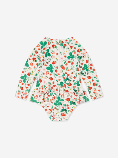 Baby Girls Narice Strawberry Field Swimsuit in Ivory (UPF50+)