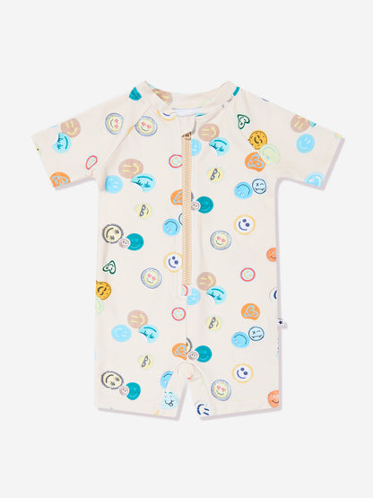 Boys Neka Sand Smile Swimsuit in Ivory (UPF50+)