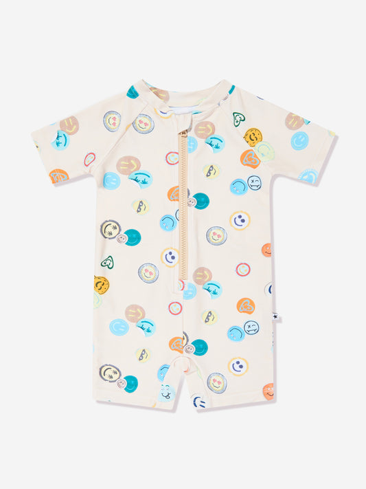 Boys Neka Sand Smile Swimsuit in Ivory (UPF50+)