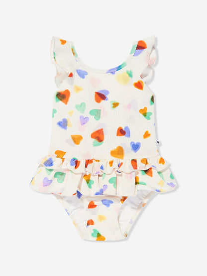 Baby Girls Nalani Rainbow Hearts Swimsuit in Ivory (UPF50+)
