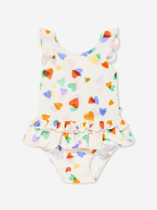 Baby Girls Nalani Rainbow Hearts Swimsuit in Ivory (UPF50+)