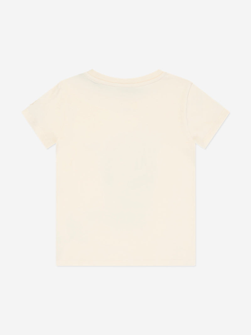 Moncler Enfant Girls Logo T-Shirt in Ivory