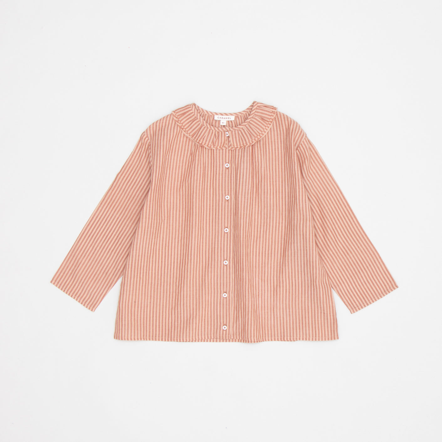 女童粉色条纹棉衬衫