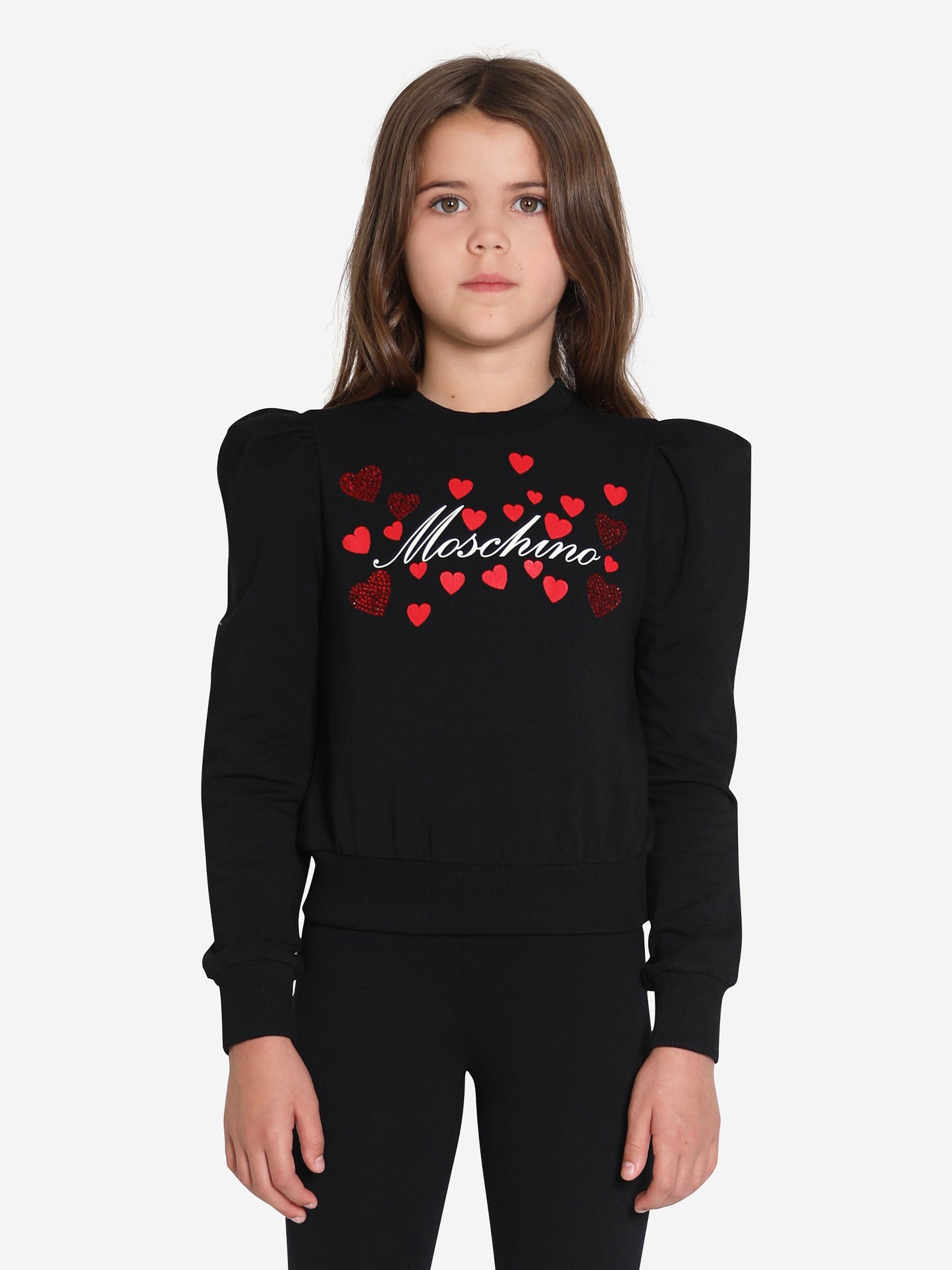 Moschino 女童黑色爱心徽标运动衫