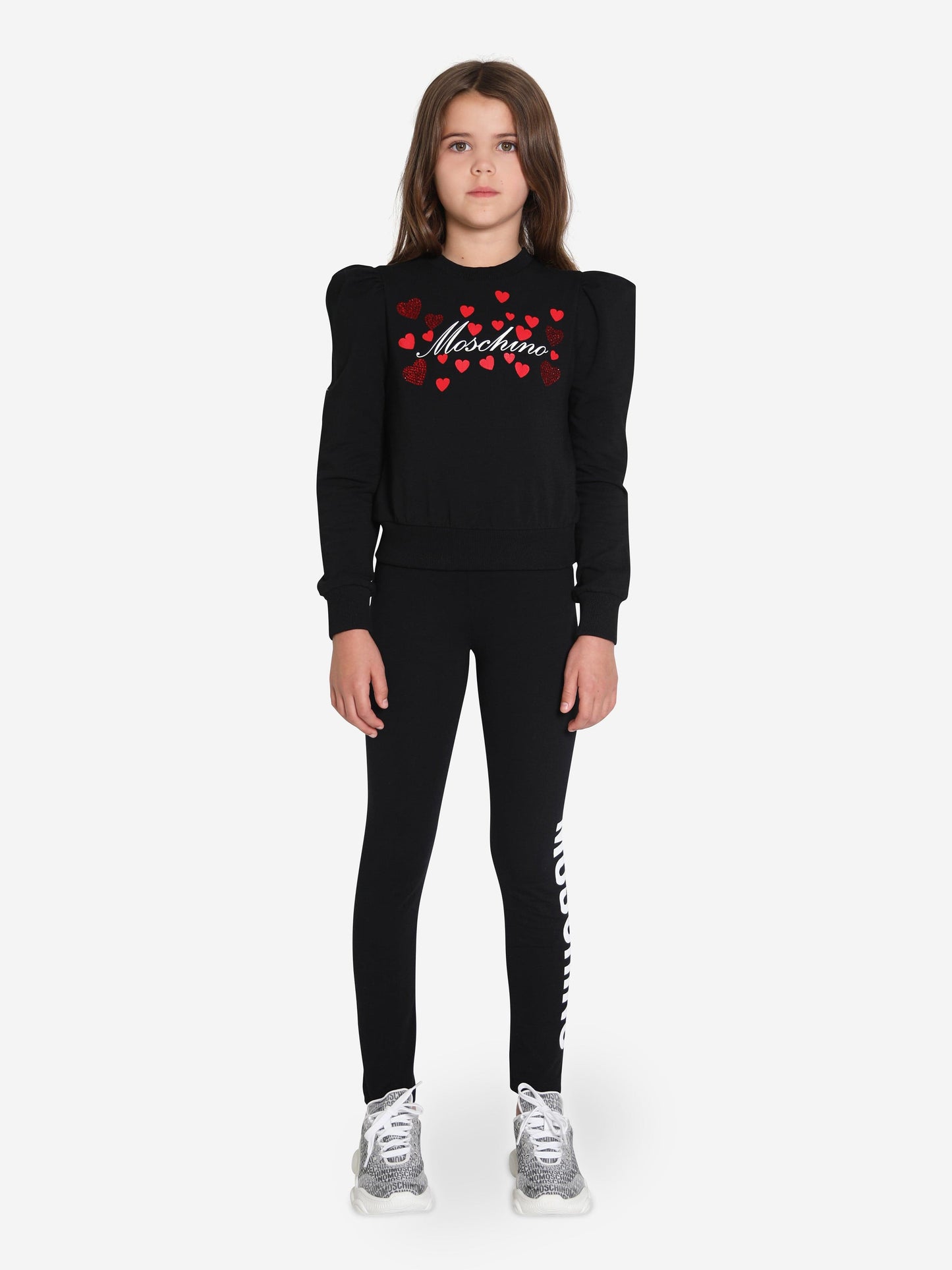 Moschino 女童黑色爱心徽标运动衫
