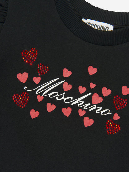 Moschino 女童黑色爱心徽标运动衫