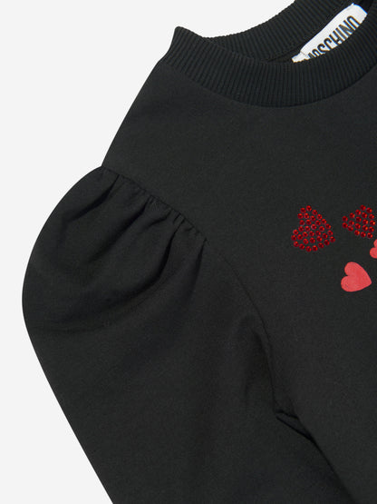 Moschino 女童黑色爱心徽标运动衫