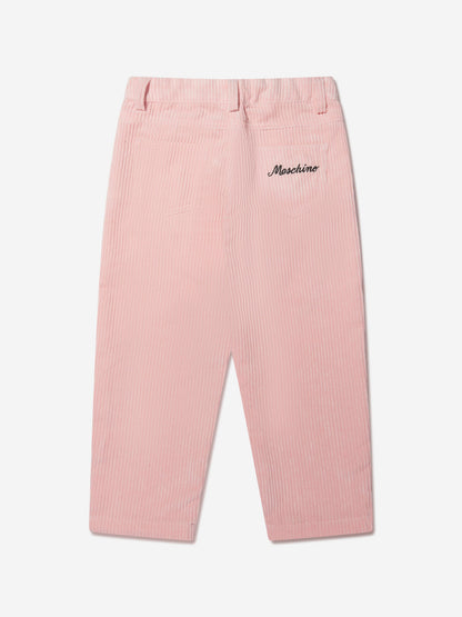 Moschino 女童粉色徽标口袋长裤