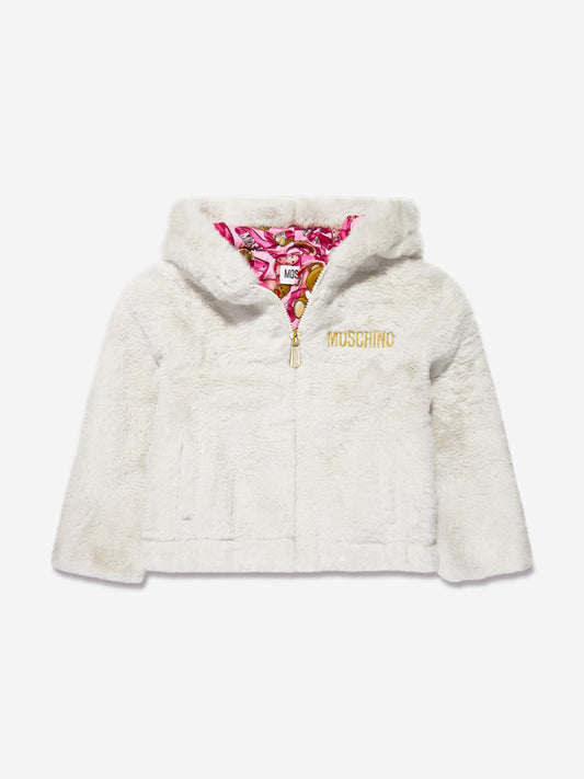 Moschino 女童连帽拉链夹克（象牙色）