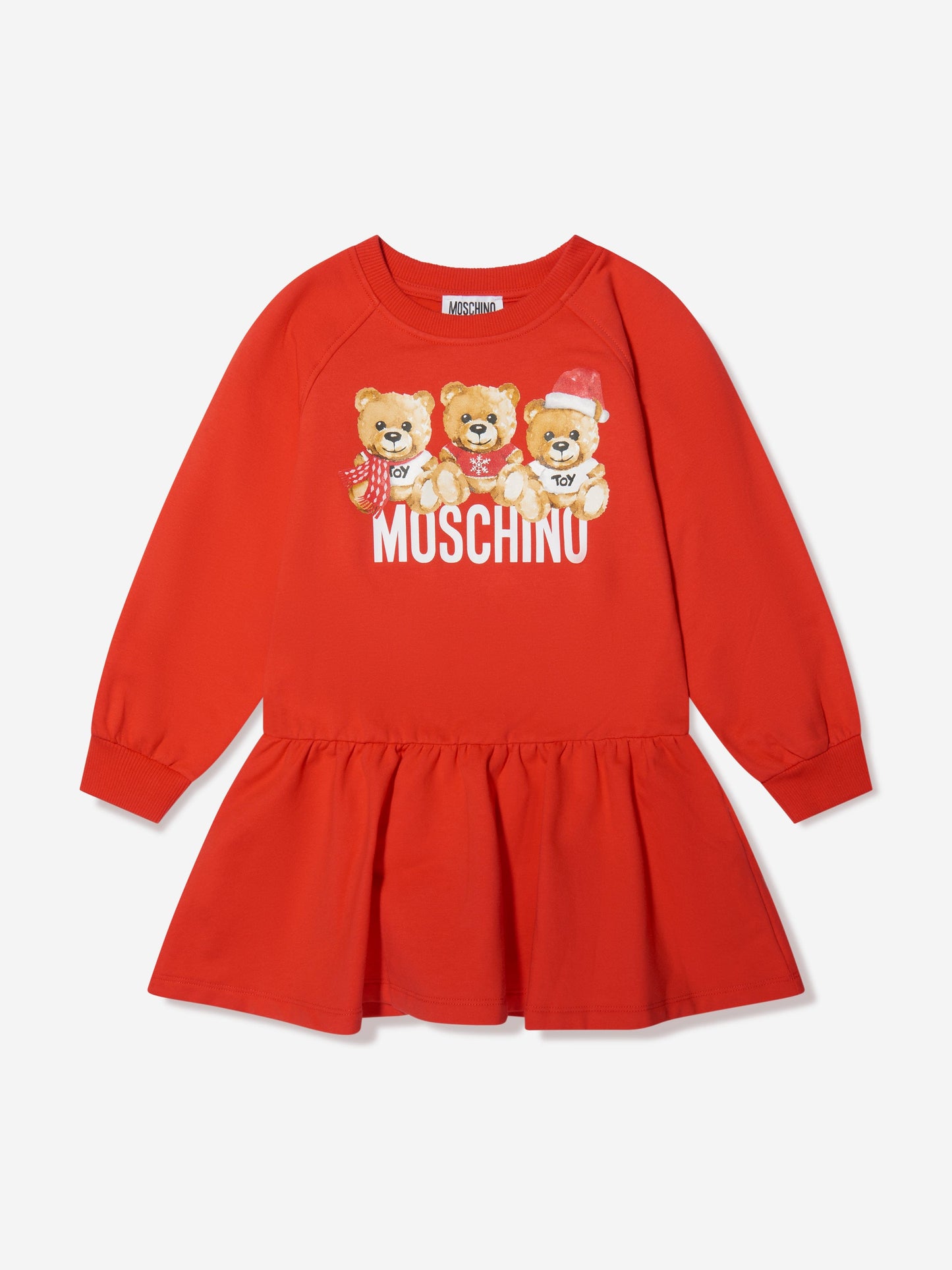 Moschino 女童泰迪熊徽标毛衣裙（红色）