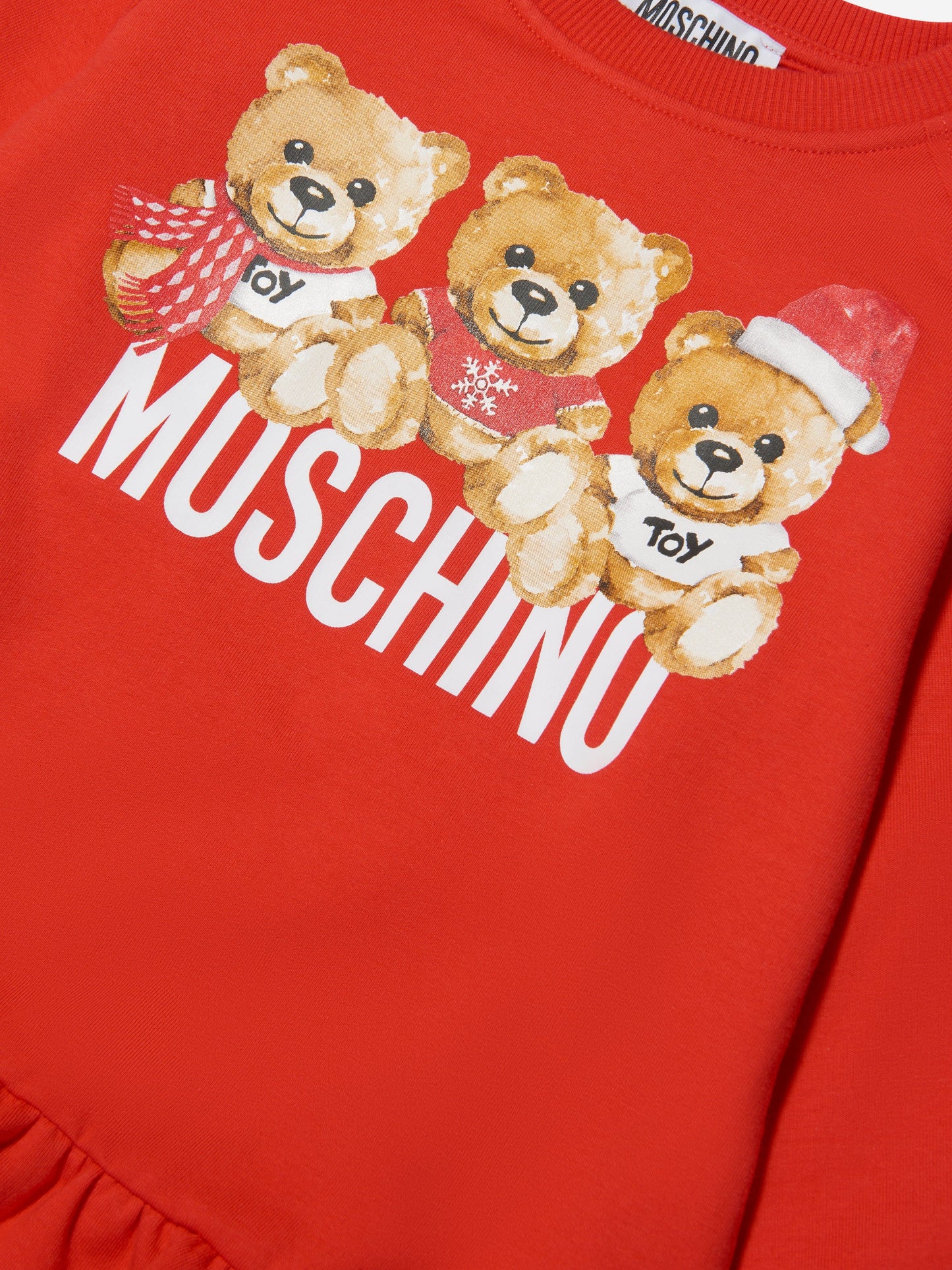 Moschino 女童泰迪熊徽标毛衣裙（红色）