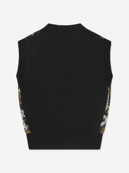 Moschino 女童羊毛针织背心（黑色）