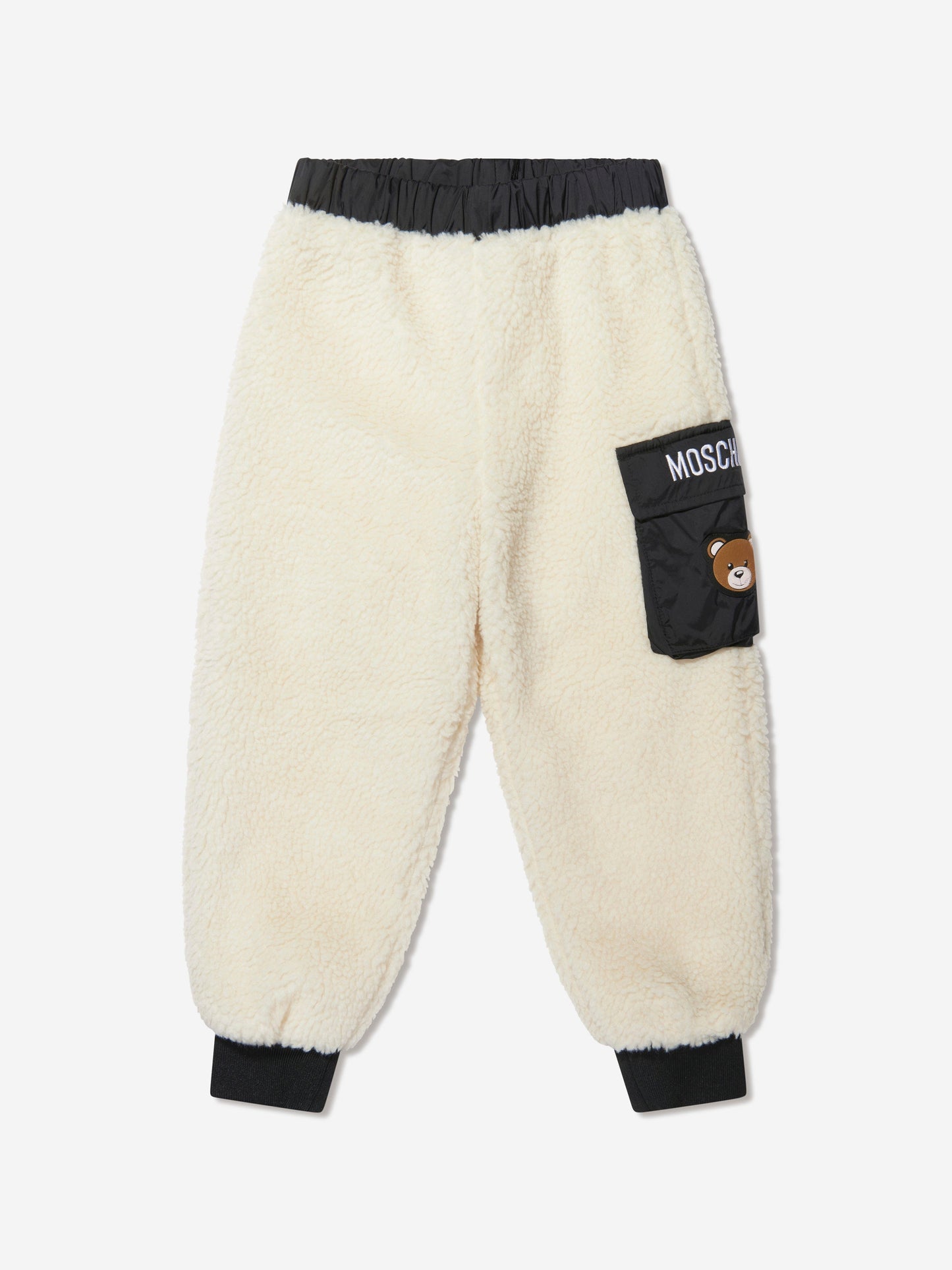 Moschino Kids 泰迪熊口袋慢跑裤（象牙色）