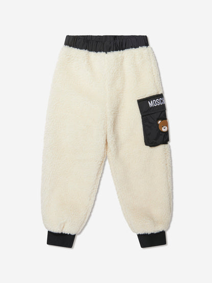 Moschino Kids 泰迪熊口袋慢跑裤（象牙色）
