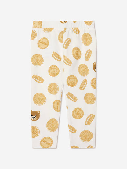 Moschino 女婴象牙色 Cookie 紧身裤