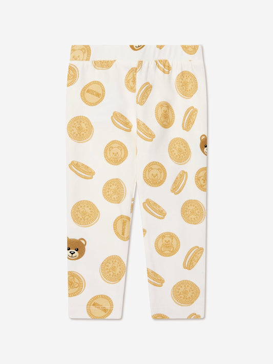 Moschino 女婴象牙色 Cookie 紧身裤