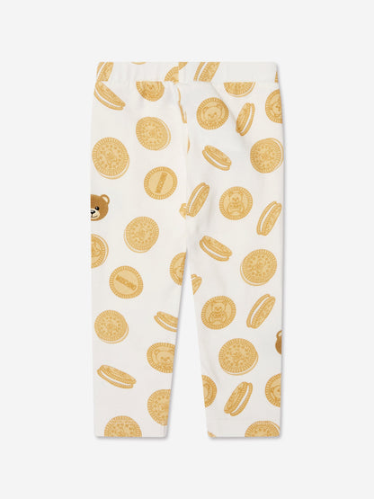 Moschino 女婴象牙色 Cookie 紧身裤