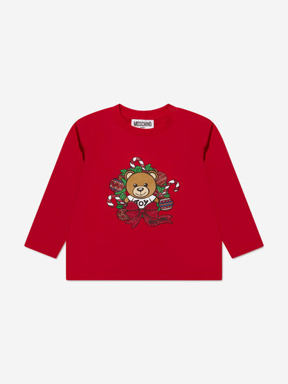 Moschino Baby 节日 T 恤（带礼品盒）（红色）