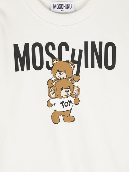Moschino Kids 象牙色熊徽标运动衫