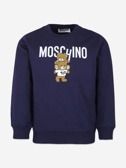 Moschino Kids 熊徽标运动衫（海军蓝）